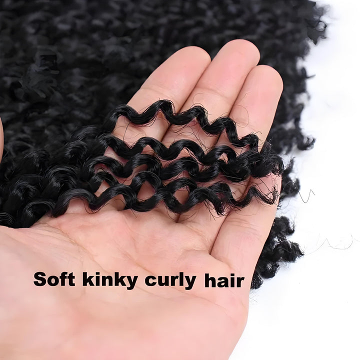 Close-up of soft kinky curly hair texture in natural color 2×6 lace closure, highlighting thick and bouncy strands.