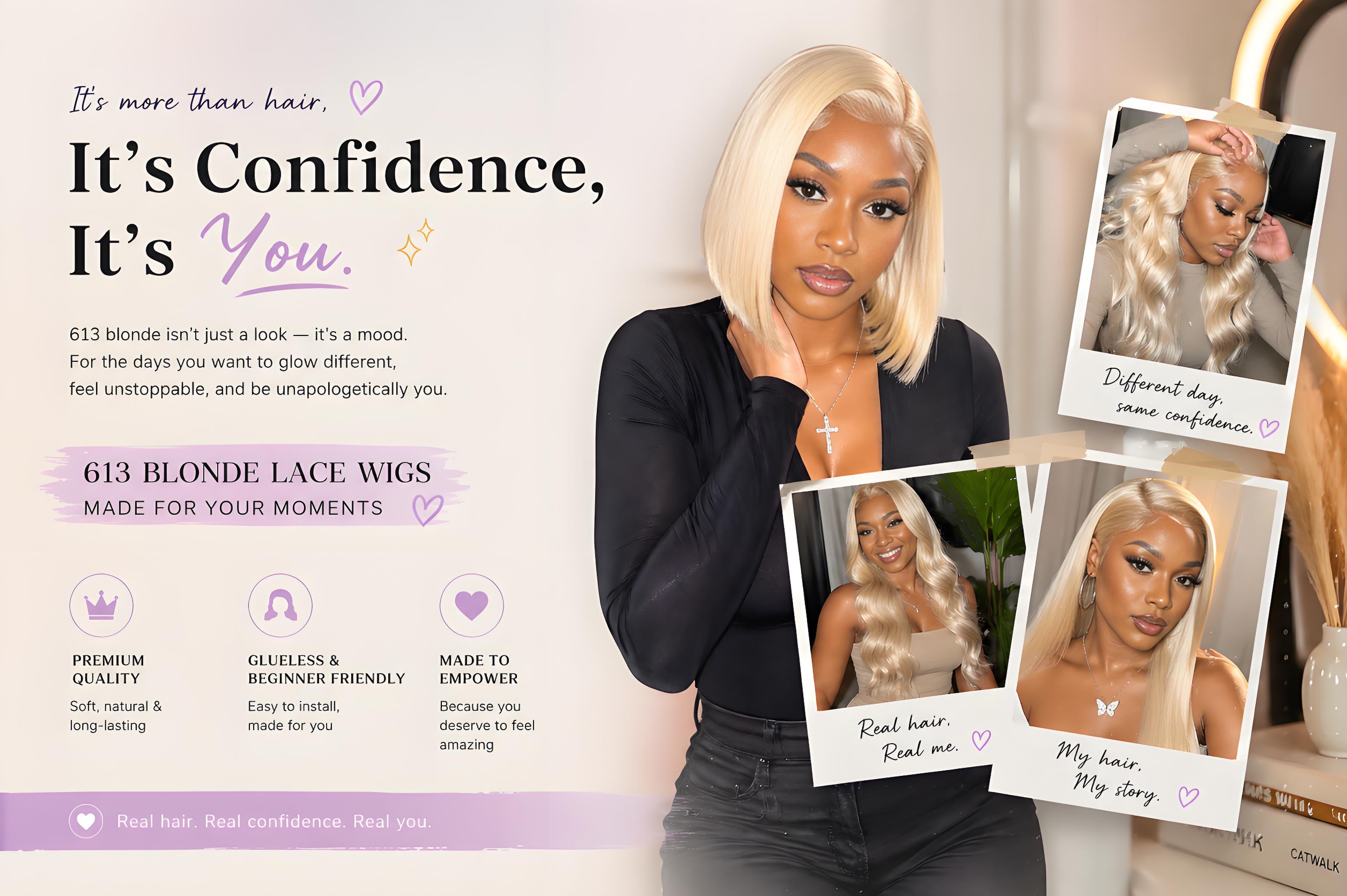 Black woman wearing 613 blonde lace wig showing confident everyday lifestyle with natural look and soft blonde hair
