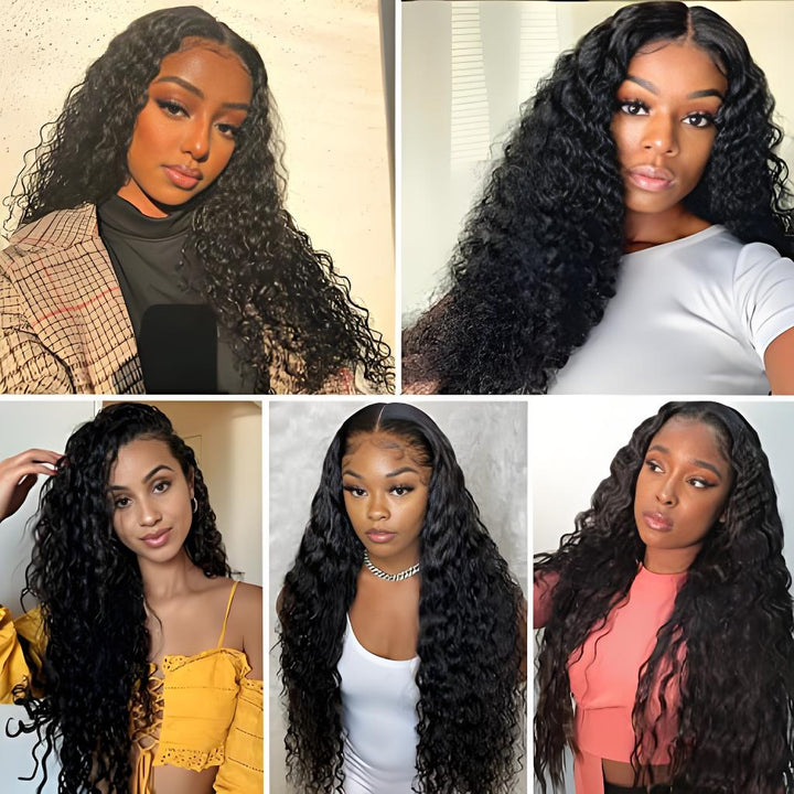 Customer showcase of deep wave closure wig worn by multiple women in various styles.