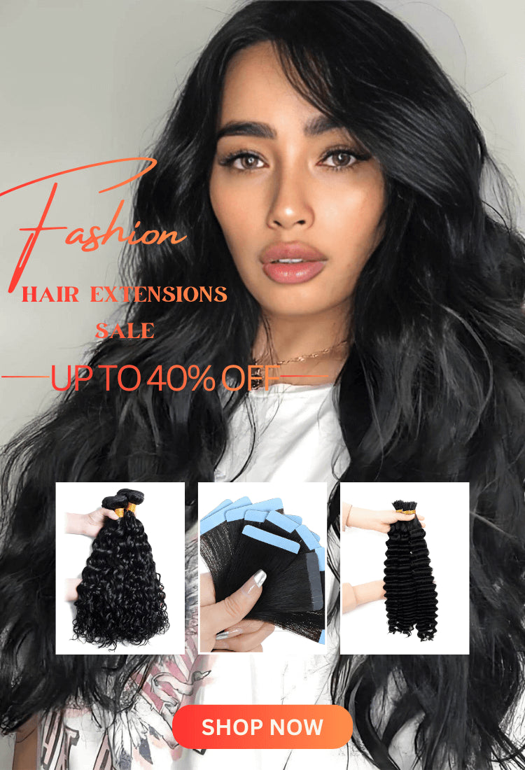 euxmehair hair extensions sale mobile banner with up to 40% off on I-Tip, Tape-In and bundles