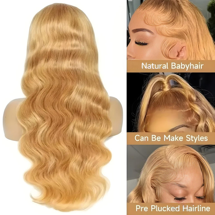 Back view of wig with natural waves, baby hairs, and versatile styling options including ponytail and side part.