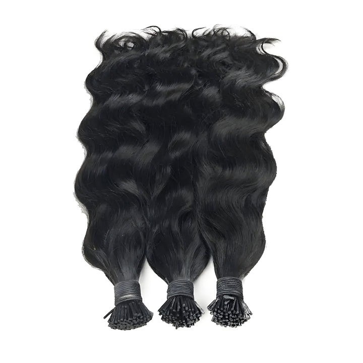 Instructions for washing, drying, curling, and protecting EuxmeHair I Tip Natural Wave hair extensions.