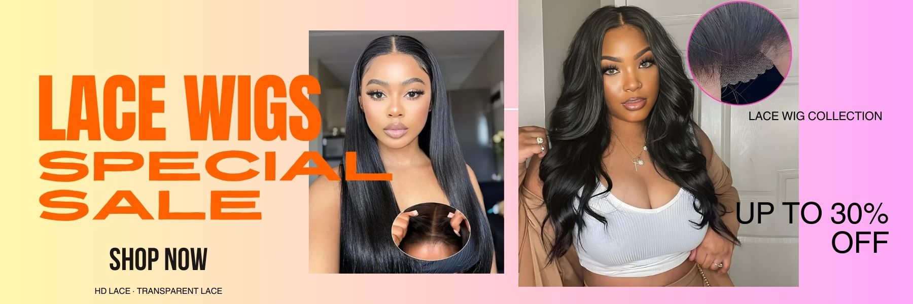 euxmehair lace wigs special sale banner with up to 30% off HD lace and transparent lace wigs