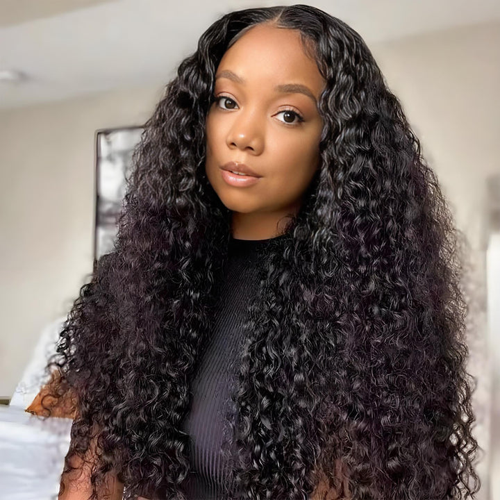 Loose water wave wig in natural color styled for soft, voluminous and realistic appearance.