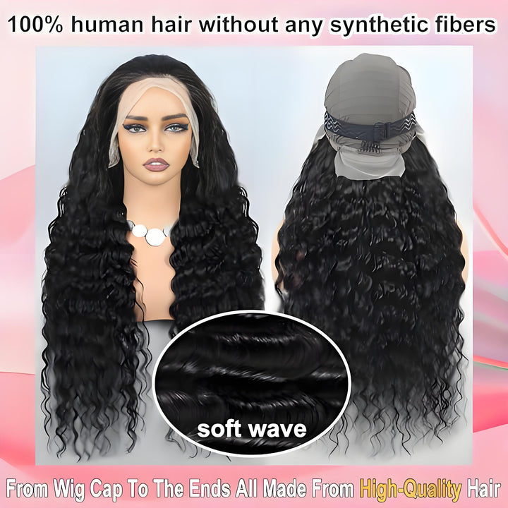 EuxmeHair Loose Wave Wig with HD lace front on mannequin, highlighting soft wave texture and real human hair from cap to ends.