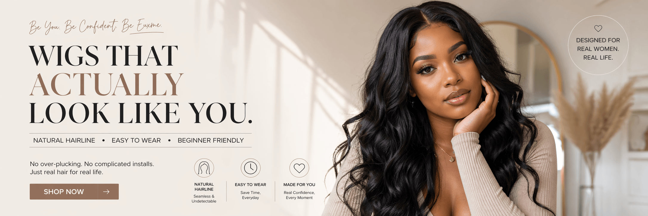 Black woman wearing a natural looking lace wig with soft hairline and beginner friendly install