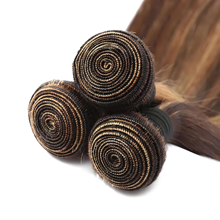 Close-up of P4/27 straight bundles wefts, showing tightly sewn double machine stitching for durability.